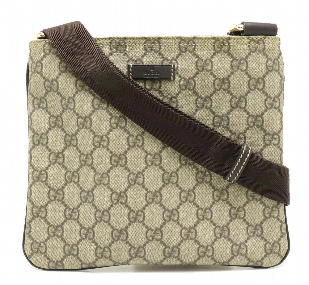 Gucci GG Supreme Plus Crossbody Bag Leather Beige Brown Cream
